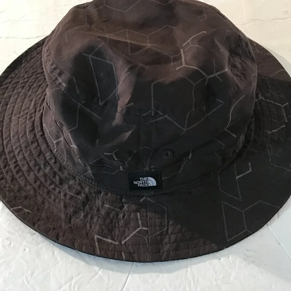 The North Face Youth Junior Boys Bucket Hat Black Gray Geometric Cube Cap